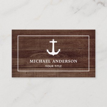 Rustic Barn Wood White Nautical Anchor Business Card by ShabzDesigns at Zazzle