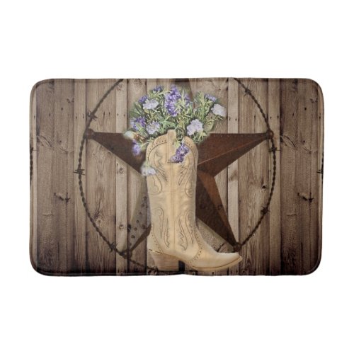 rustic barn wood wildflower cowboy western star bath mat