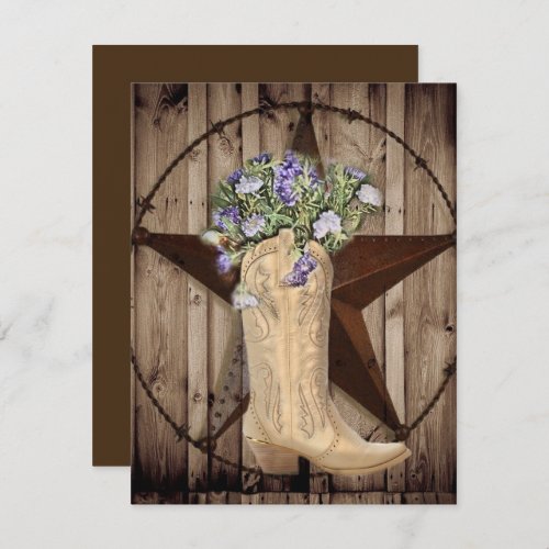 rustic barn wood wildflower cowboy western star invitation