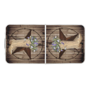 rustic barn wood wildflower Western country cowboy Beer Pong Table