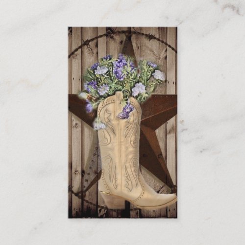 rustic barn wood wildflower Western country cowboy Business Card