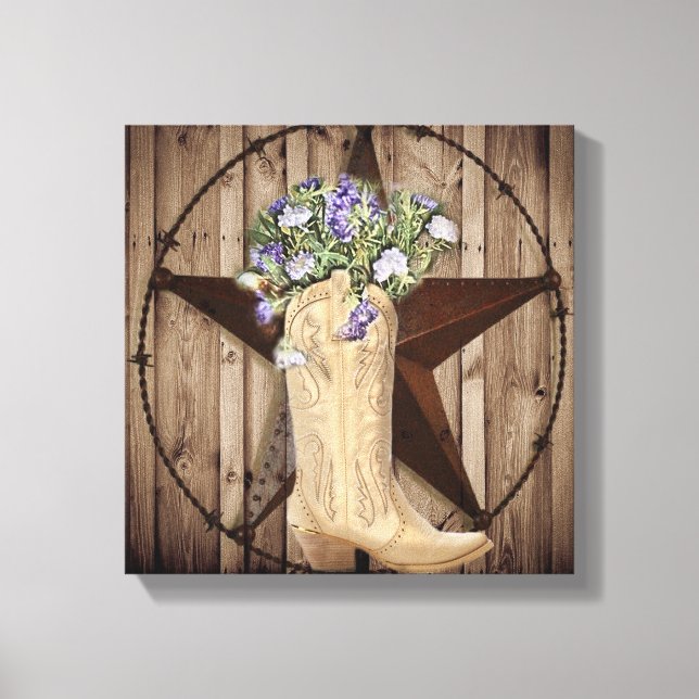 rustic barn wood wildflower Western country cowboy Canvas Print (Front)
