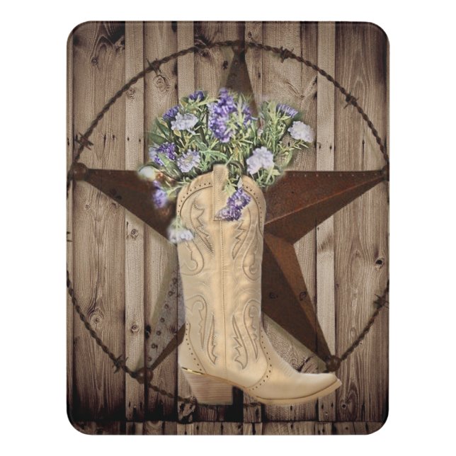 rustic barn wood wildflower Western country cowboy Door Sign (Contemporary Vert)