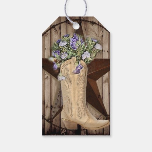 rustic barn wood wildflower Western country cowboy Gift Tags
