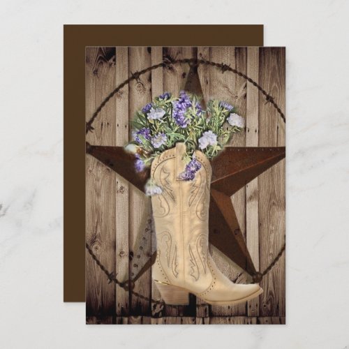 rustic barn wood wildflower Western country cowboy Invitation