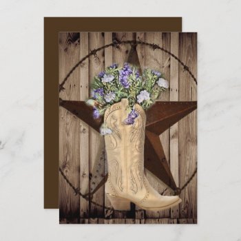 Rustic Barn Wood Wildflower Western Country Cowboy Invitation by WhenWestMeetEast at Zazzle