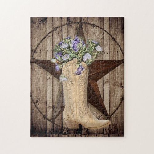 rustic barn wood wildflower Western country cowboy Jigsaw Puzzle