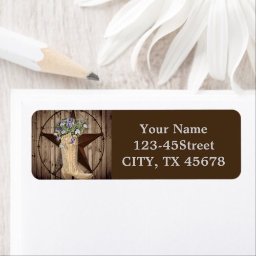 rustic barn wood wildflower Western country cowboy Label