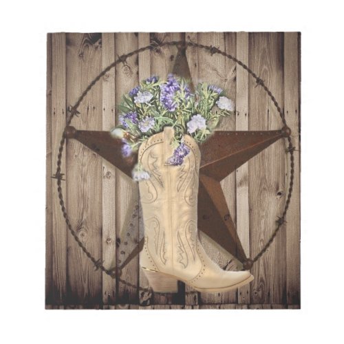 rustic barn wood wildflower Western country cowboy Notepad