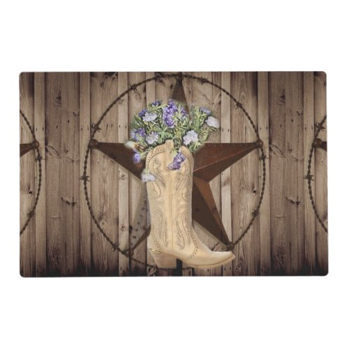 rustic barn wood wildflower Western country cowboy Placemat