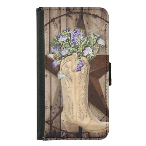 rustic barn wood wildflower Western country cowboy Samsung Galaxy S5 Wallet Case
