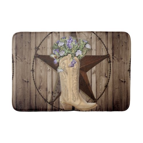 rustic barn wood wildflower western star cowgirl bath mat