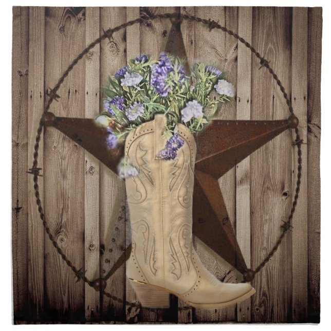 rustic barn wood wildflower western star cowgirl cloth napkin (Front)