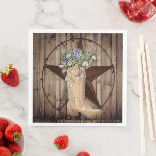rustic barn wood wildflower western star cowgirl paper dinner napkins