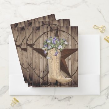 Rustic Barn Wood Wildflower Western Star Cowgirl Pocket Folder by WhenWestMeetEast at Zazzle