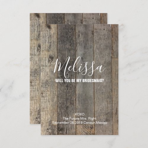 rustic barn wood will you be my bridesmaid invitation