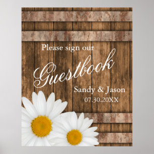 Rustic Barn Wood with Daisies - Sign