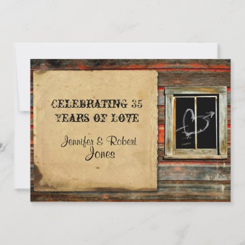 Rustic Barn Wood with Graffiti Heart Anniversary Announcement