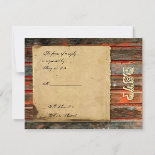 Rustic Barn Wood with Graffiti Heart Response Card Personalized Announcement
