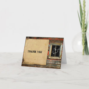 Rustic Barn Wood with Graffiti Heart Thank You