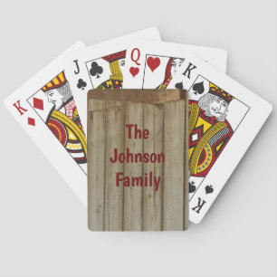 Rustic Barn Wood, Your Family Name on Playing Car Poker Cards