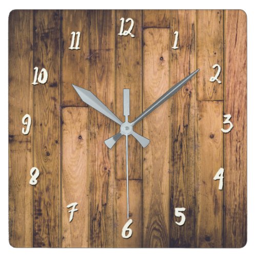 Rustic Barn Wooden Wood Planks Farmhouse Square Wall Clock