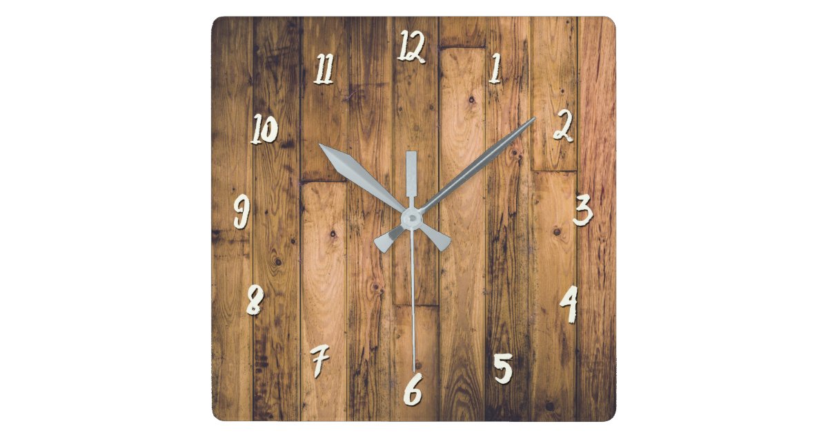 Rustic Barn Wooden Wood Planks Farmhouse Square Wall Clock Zazzle Com - Rustic Barn Wood Wall Clock