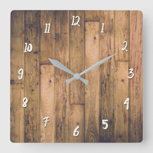Rustic Barn Wooden Wood Planks Farmhouse Square Wall Clock