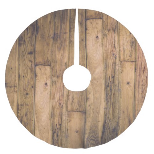 Rustic Barn Wooden Wood Planks Holiday Christmas Brushed Polyester Tree Skirt