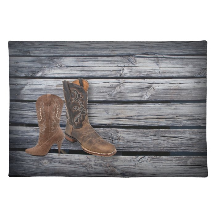 rustic barnwood Cowboy Boots  Country wedding Placemats
