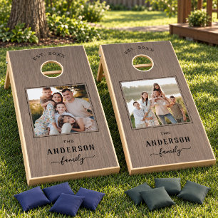 Rustic Barnwood Custom Family Photo Cornhole Set