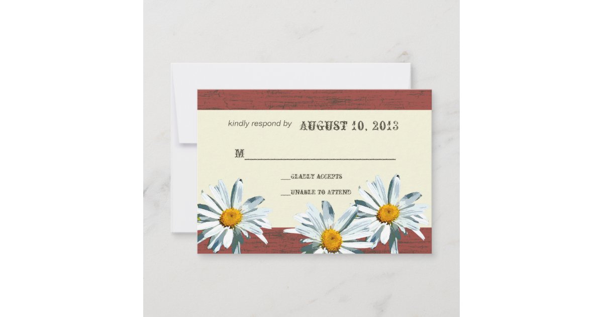 Rustic Barnwood Daisy Response Card Zazzle