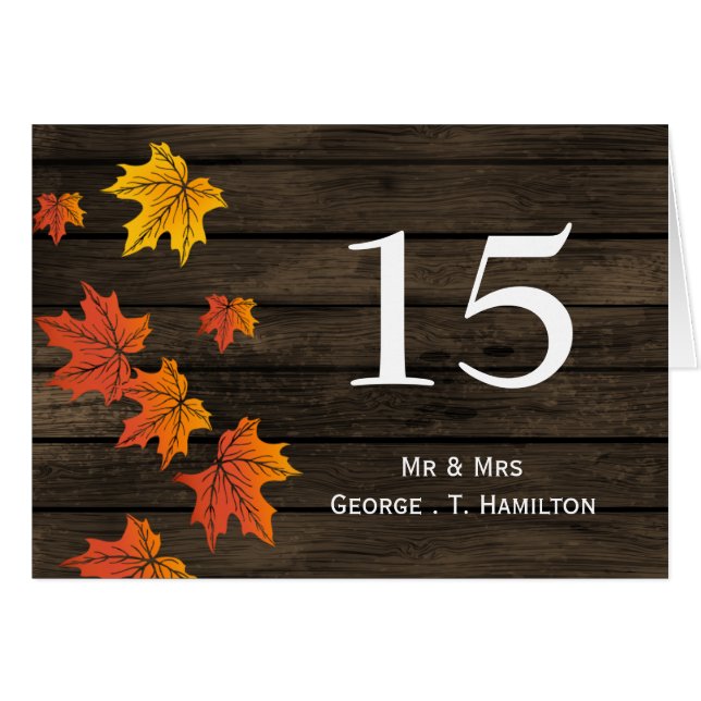 rustic barnwood fall wedding table Place Cards (Front Horizontal)
