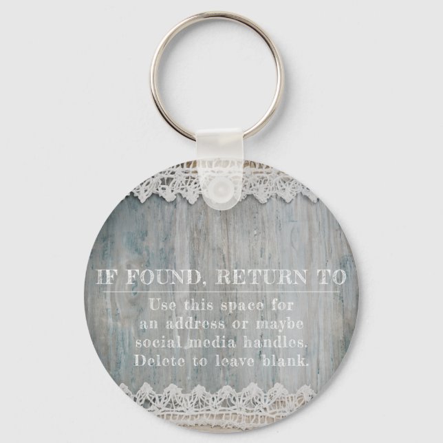 Rustic Barnwood Lace Branding Business Logo QR Keychain (Back)