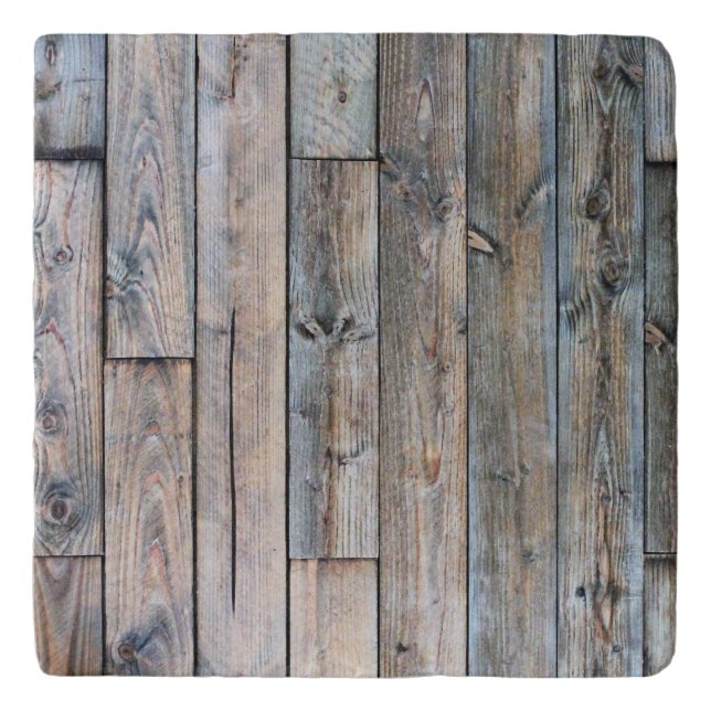Rustic Barnwood Marble Stone Trivets (Front)