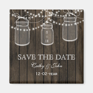 Rustic Barnwood mason jar save the Date Magnet