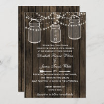 Rustic Barnwood, mason jar wedding invites