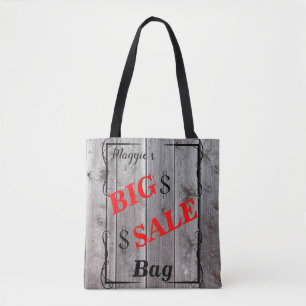 Rustic Barnwood Personalized Bargain Hunter Sale Tote Bag