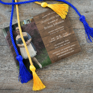 Rustic Barnwood Photo Graduation Invitation