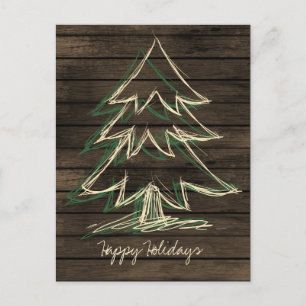Rustic Barnwood Pine Tree Corporate PostCard