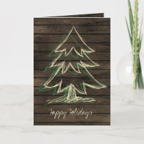 Rustic Barnwood Pine Tree holiday Card