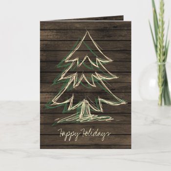 Rustic Barnwood Pine Tree Holiday Card by XmasMall at Zazzle