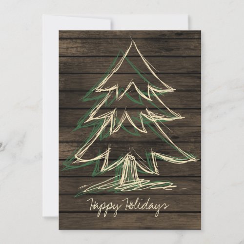 Rustic Barnwood Pine Tree holidays card