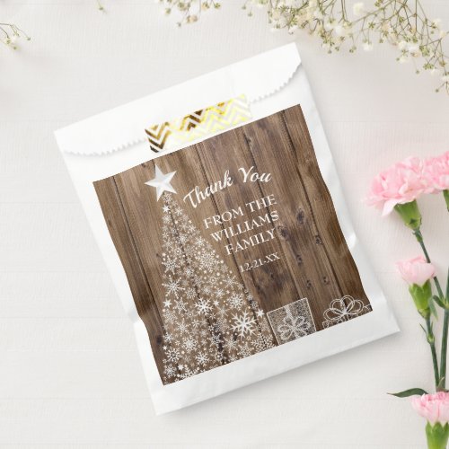 Rustic Barnwood Snowflake Christmas Tree Thank You Favor Bag