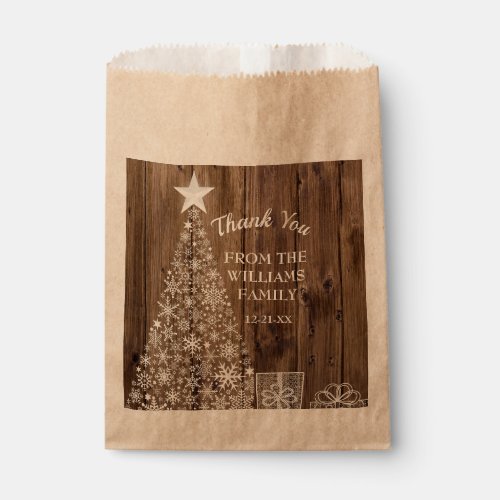 Rustic Barnwood Snowflake Christmas Tree Thank You Favor Bag