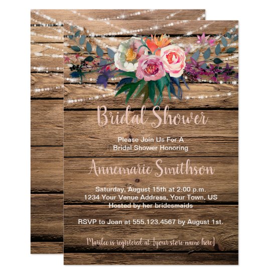 Rustic Barnwood Spring Wildflowers Bridal Shower Invitation