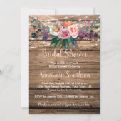 Rustic Barnwood Spring Wildflowers Bridal Shower Invitation (Front)