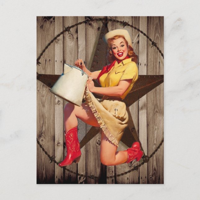 rustic BarnWood texas star western country cowgirl Postcard (Front)