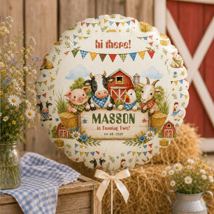 Rustic Barnyard 2nd Birthday kids Party Balloon
