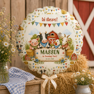 Rustic Barnyard 2nd Birthday kids Party Balloon
